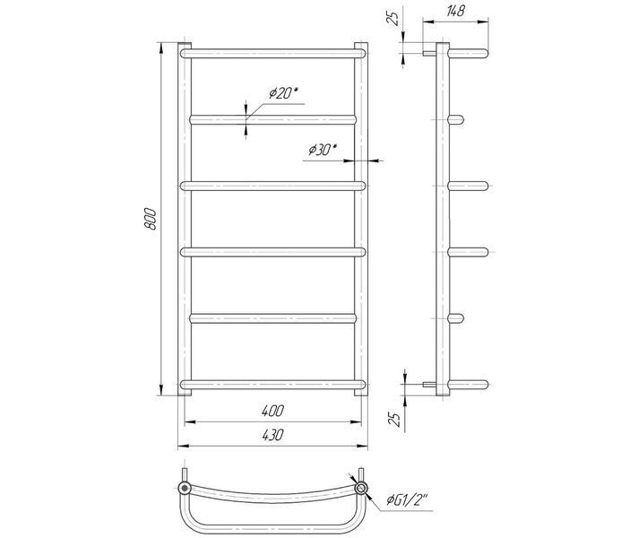 Radiator baie inox Mario Lux HP 800x430/400 11132 foto