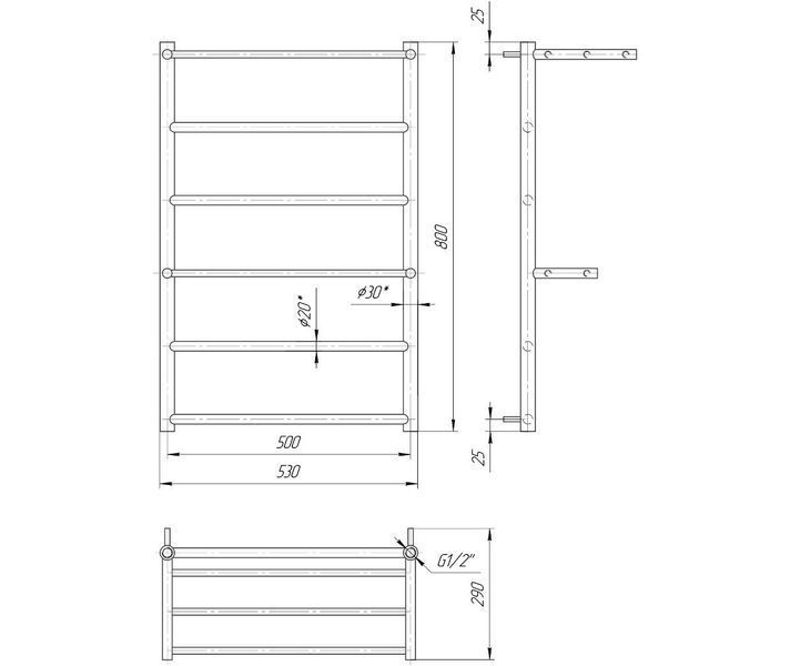 Radiator baie inox Mario Аncona 800x530/500 11178 foto