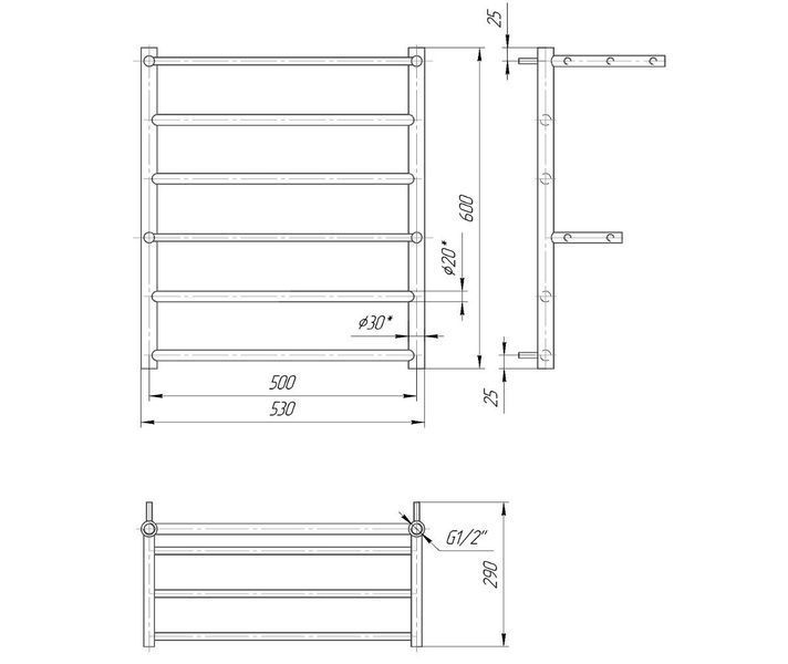Radiator baie inox Mario Аncona 600x530/500 11181 foto