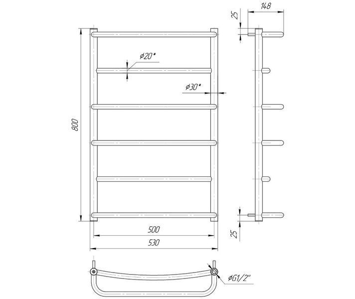 Radiator baie inox Mario Lux HP 800x530/500 11117 foto